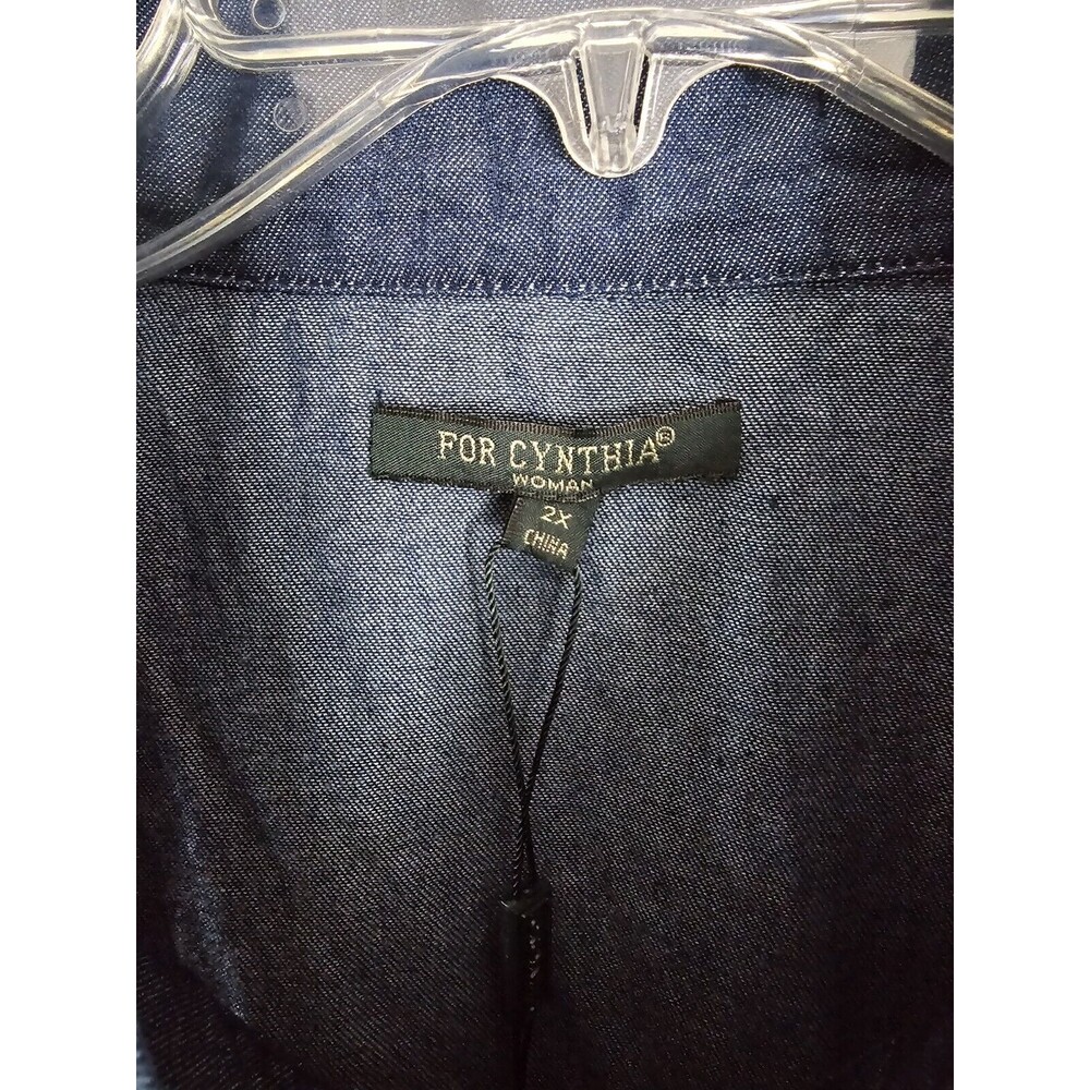 For Cynthia Top Womens Blue Jean Denim Shirt 100% Cotton Size 2X - Picture 3 of 7